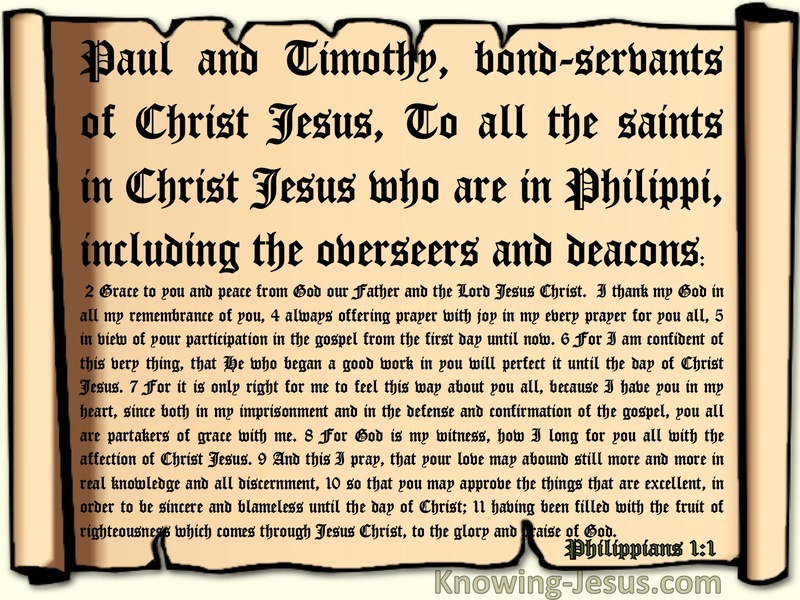 Philippians 1:1 Paul And Timothy Bondservants Of Christs To The Saints At Philippi (beige)